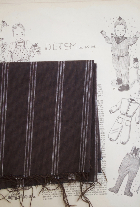 リネンウールストライプ 3ライン ブラウン×白ライン